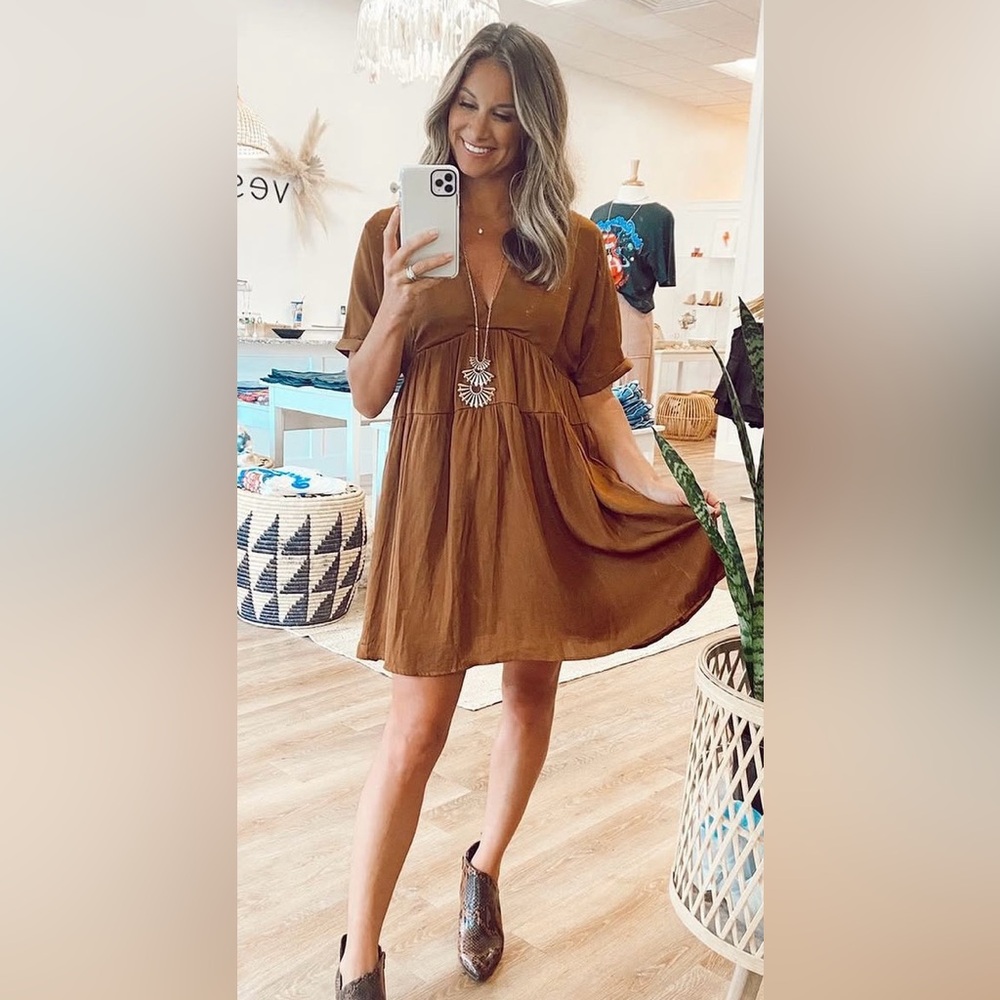 NWT Vestique Frisco Bay Brown Mini Dress